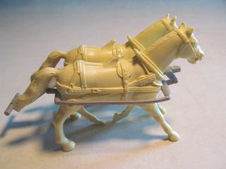 2 Vintage Marx Blue And Grey/fort Apache Cream Draft Horses With Gray Hitch
