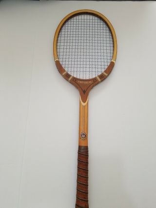 Vintage Antique Imperial Wood Tennis Racket 4m Tad Davis Usa