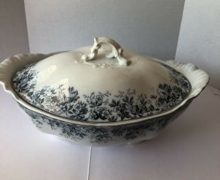 Alfred Meakin Vintage Soup Tureen “lynn” With Lid Blue And White Floral