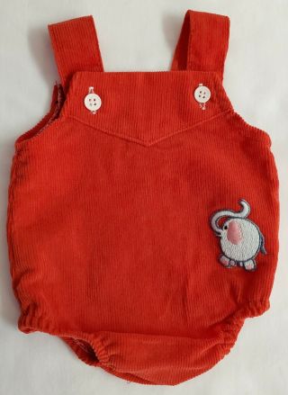 Vintage Cabbage Patch Kids Doll Clothes Red Corduroy Elephant Romper Cpk