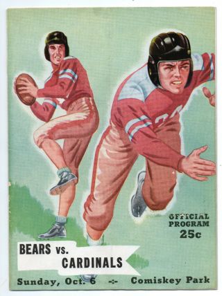 Chicago Bears Vs Chicago Cardinals Vintage 1946 Nfl Program (comiskey Park)