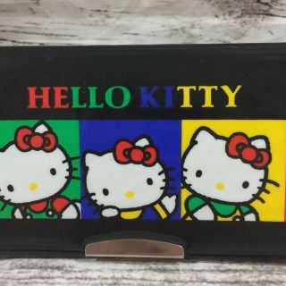 VTG 1989 Hello Kitty Color Block Double Sided Padded Pencil Box Sanrio 2