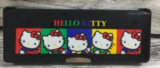 VTG 1989 Hello Kitty Color Block Double Sided Padded Pencil Box Sanrio 3