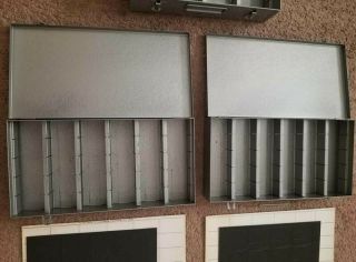 3 Vintage Brumberger Metal Slide Storage Tray Case 4