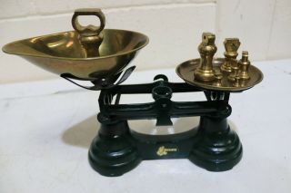 Vintage Bottle Green Librasco Kitchen Scales Inc Brass Pans & Bell Weights - 226