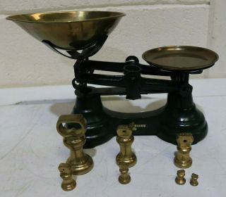 Vintage Bottle Green LIBRASCO Kitchen Scales inc Brass Pans & Bell Weights - 226 2