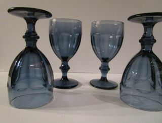 Vintage Duratuf Gibralter Dusky Blue By Libbey,  Set Of 4,  After 1966