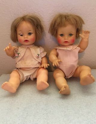 Two 9 " Vintage Ideal Betsy Wetsy Baby Doll Dolls Drink Wet Squeak