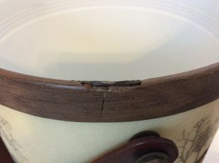 Vintage Bacova Guild English Hunt Fiberglass Ice Bucket Wooden Lid Leather Strap 8