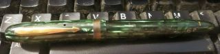 Vintage Webster Fountain Pen Green Stripe Body 14k Gold Nib