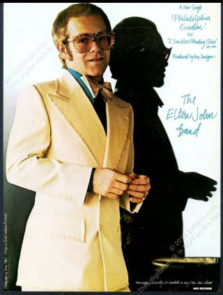 1975 Elton John Photo Philadelphia Freedom Record Release Vintage Trade Print Ad