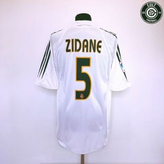Zidane 5 Real Madrid Vintage Adidas Home Football Shirt Jersey 2004/05 (l)