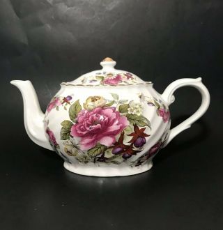 Arthur Wood & Son Staffordshire England Vintage Teapot Flowers W/gold Trim 6341