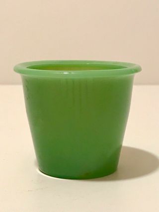 Vintage Snd Akro Agate Jadite Green Glass Mini Flower Pot Toothpick Holder Jade
