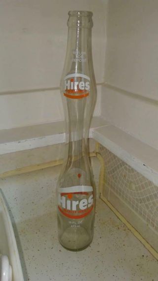 Vintage 14 3/4 " Stretch Art Glass Hires Root Beer Soda Pop Bottle
