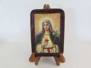 Vintage Framed Picture Of Virgin Mary,  Made In Germany,  Framed Virgin Mary Art