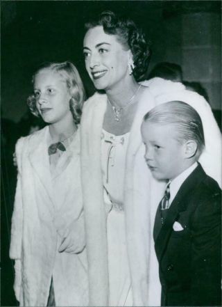 Joan Crawford With Her Two Adopted Children,  1982.  - Vintage Photo