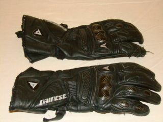Vintage? Dainese Black Leather & Carbon Motorcycle Gloves - Size Large