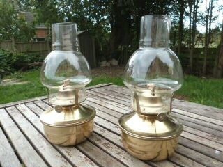 Lovely Vintage Brass & Glass Oil Lamps.