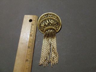 Vintage Goldtone Round Dangle Modernist Pin Brooch (j)