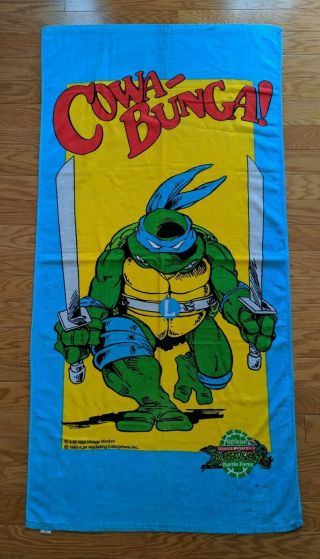 Rare Vtg 1989 Tmnt Teenage Mutant Ninja Turtles Collectible Beach/bath Towel