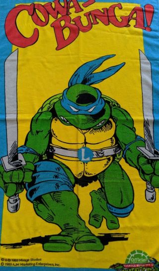 Rare VTG 1989 TMNT Teenage Mutant Ninja Turtles Collectible Beach/Bath Towel 2