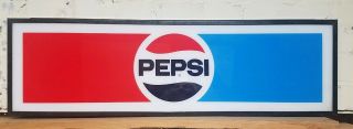 Vintage Plastic Pepsi Soda Machine Sign With Metal Frame