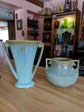 Vintage Fulper Vases Green