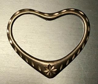 Vintage Large Sterling Silver Diamond Cut Heart Pendant Signed Jewelry