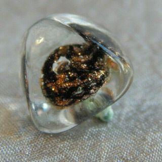 Vintage Antique Glass Button Cone Shaped Paperweight Black & Adventurine 200 - A