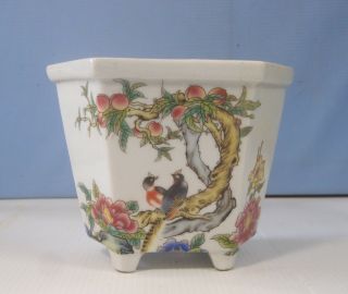 Vintage Rare Porcelain Flower Bonsai Pot Hand Painted Circa 1950s End