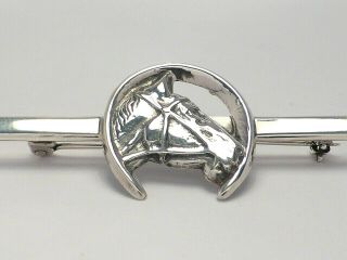 Fine Lovely Vintage Detailed Sterling Silver Horse Equestrian Pin Brooch 5.  4g