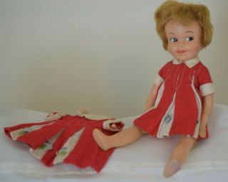 Vintage " Penny Brite " Doll 1963 8 " Deluxe Reading Corp With 2 Red Dresses