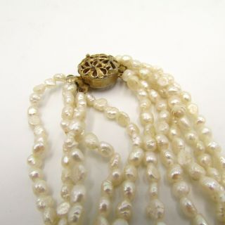 Vintage Baroque River Pearls Necklace 5 Strands with Golden Patent Clasp Jewelry 3