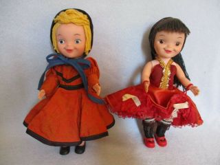 Vintage 1965 Disney 8” Vinyl It’s A Small World Dolls,  Pressman Toys – Set Of 2