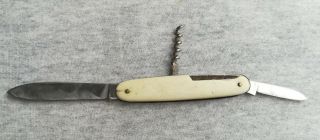 Vintage Germany Contento Solingen Folding Pocket Knife 2 Blades & Corkscrew