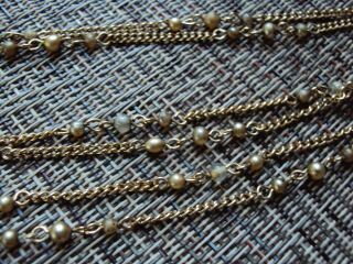 Vintage Long Gold Tone Pearl Necklace - 59 Inch