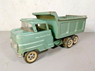 Vintage Structo Hydraulic Dumper Dump Truck 404 Green Pressed Steel 1950s