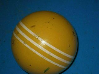 1 Vintage Yellow Croquet Smooth 3 Stripe Ball 3 1/4 " Solid 6r4