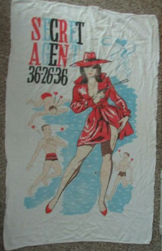 Vintage 60s Secret Agent 36 - 26 - 36 Female Spy Beach Towel 53 " X 34 "