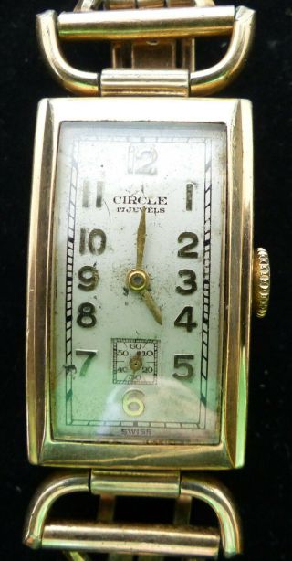 Vintage Circle 17 Jewels Gold Filled Wind - Up Mens Watch