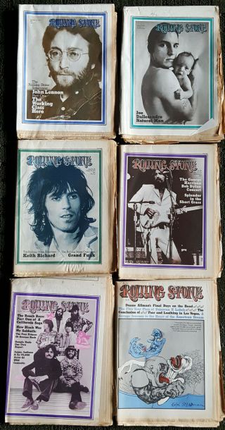 6 Vtg 1971 Rolling Stone Mags - K.  Richard,  Geo.  Harrison,  H.  Thompson,  J.  Lennon