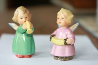 Two Vintage West Germany Goebel Hummel Miniature Angel Band Figurines Hx229