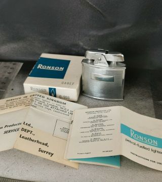 Vintage Ronson Cadet Petrol Lighter Boxed
