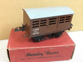 Vintage Hornby No.  1 Brown Cattle Truck O Gauge Trains W/ Box England Meccano