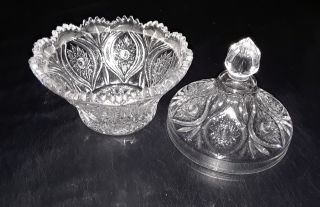 Vintage Bohemian Cut Crystal Candy Dish With Lid.