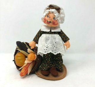Annalee Doll Thanksgiving Girl Pilgrim With Basket Fall Harvest Vintage