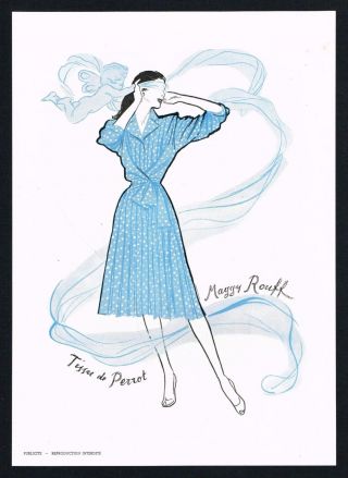 Maggy Rouff Fashion Ad Rene Gruau Advert 1940s Vintage Print Ad Retro