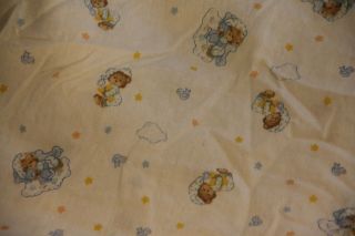 Vtg Sleepy Teddy Bears Sleeping Clouds Stars Bluebird Fitted Crib Sheet Baby
