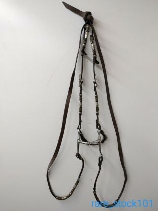 Vintage Show Horse Leather Bridle Headstall & Reins W/ Silver Accents Tom Thumb